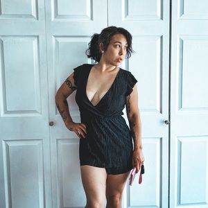 Express Ribbed Black Romper EUC